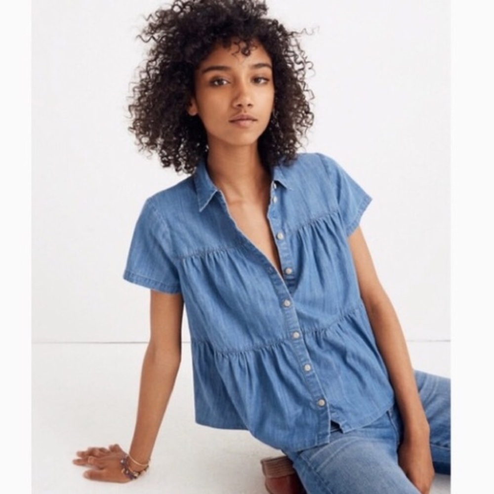 Madewell Seamed Denim Button Down Shirt